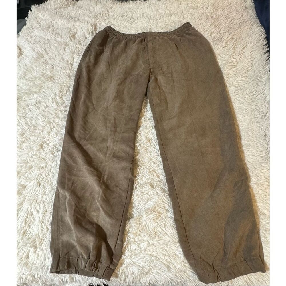 Weekendz off polyester casual brown pull on drawstring joggers zip ankle 38x32 X